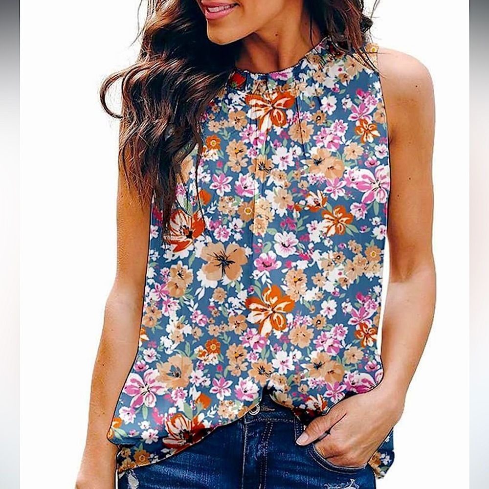 Dokotoo Sleeveless Floral Blouse – Size L